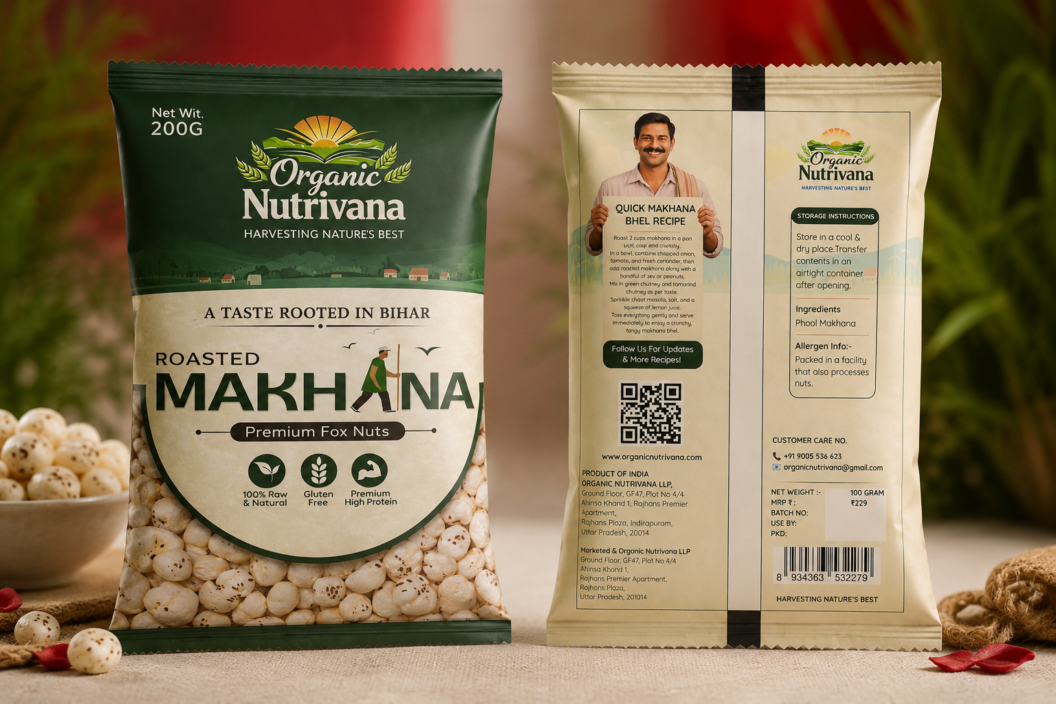 Organic Nutrivana Uncooked Phool Makhana Gluten Free | Raw Foxnuts